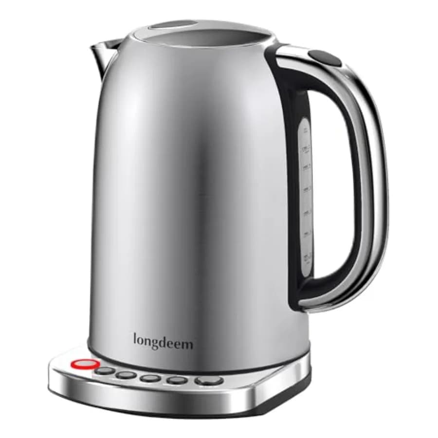 Electric kettle 1.7L 1500W at Quick boiling with Temperature Control, Stainless Steel 304, Without BPA, 5 Presets, Keeping Heat, Automatic Switching, Dry Cleaning