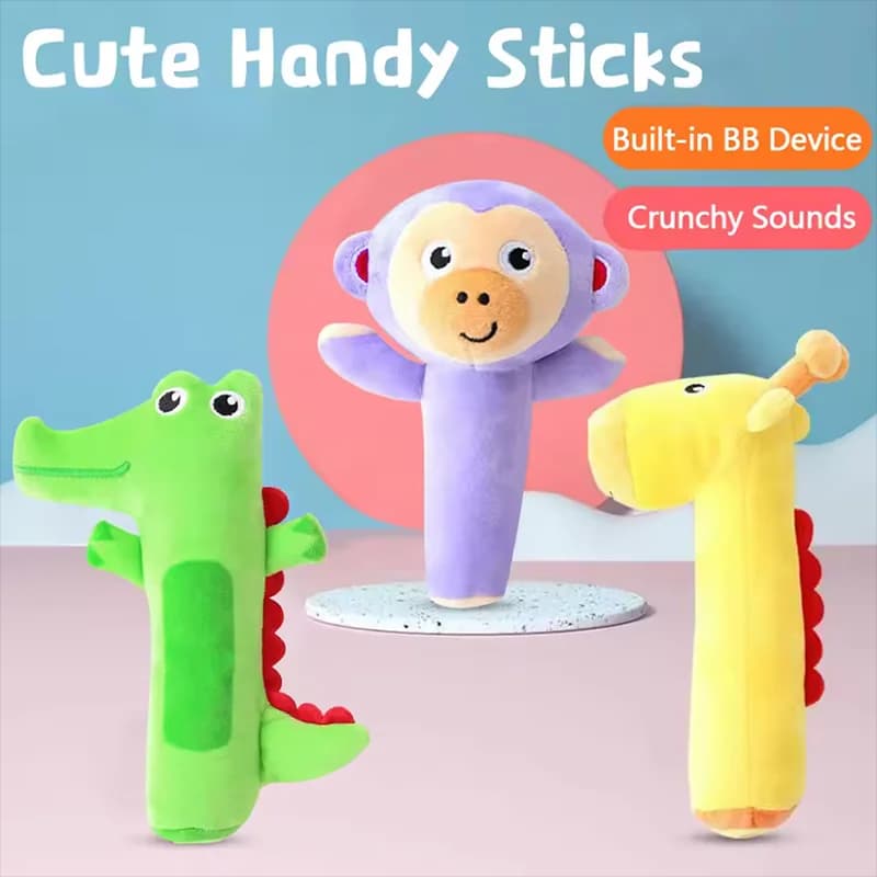 Bambino Genitore Bambino Puzzle interattivo Educazione precoce Tessuto Peluche Animale Lenitivo Suonare Giocattolo Bastone portatile