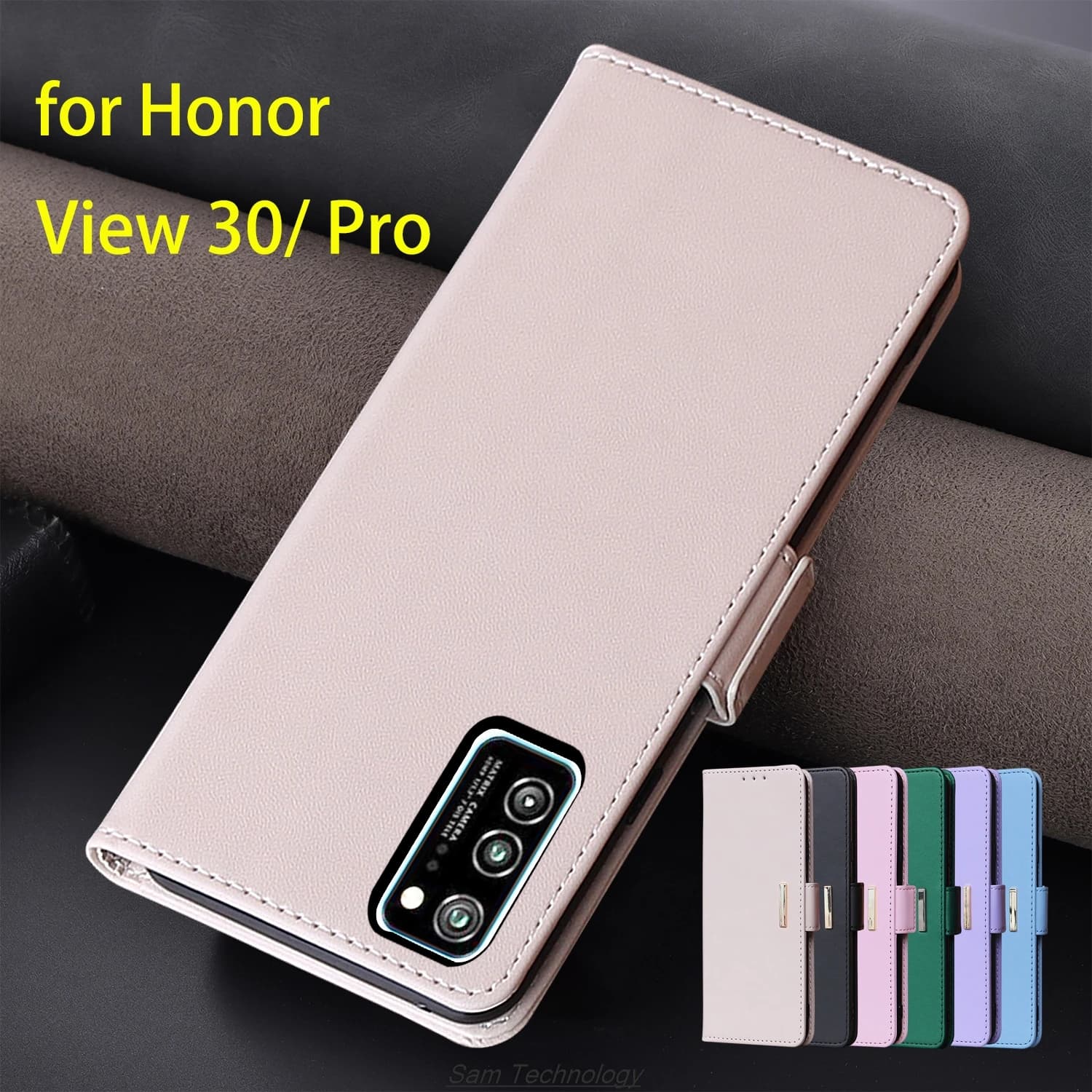 Custodia in pelle con fibbia magnetica per Huawei Honor View 30 Pro View30 portafoglio RFID BLOCKING Flip Cover donna semplice Capa Fundas Coque