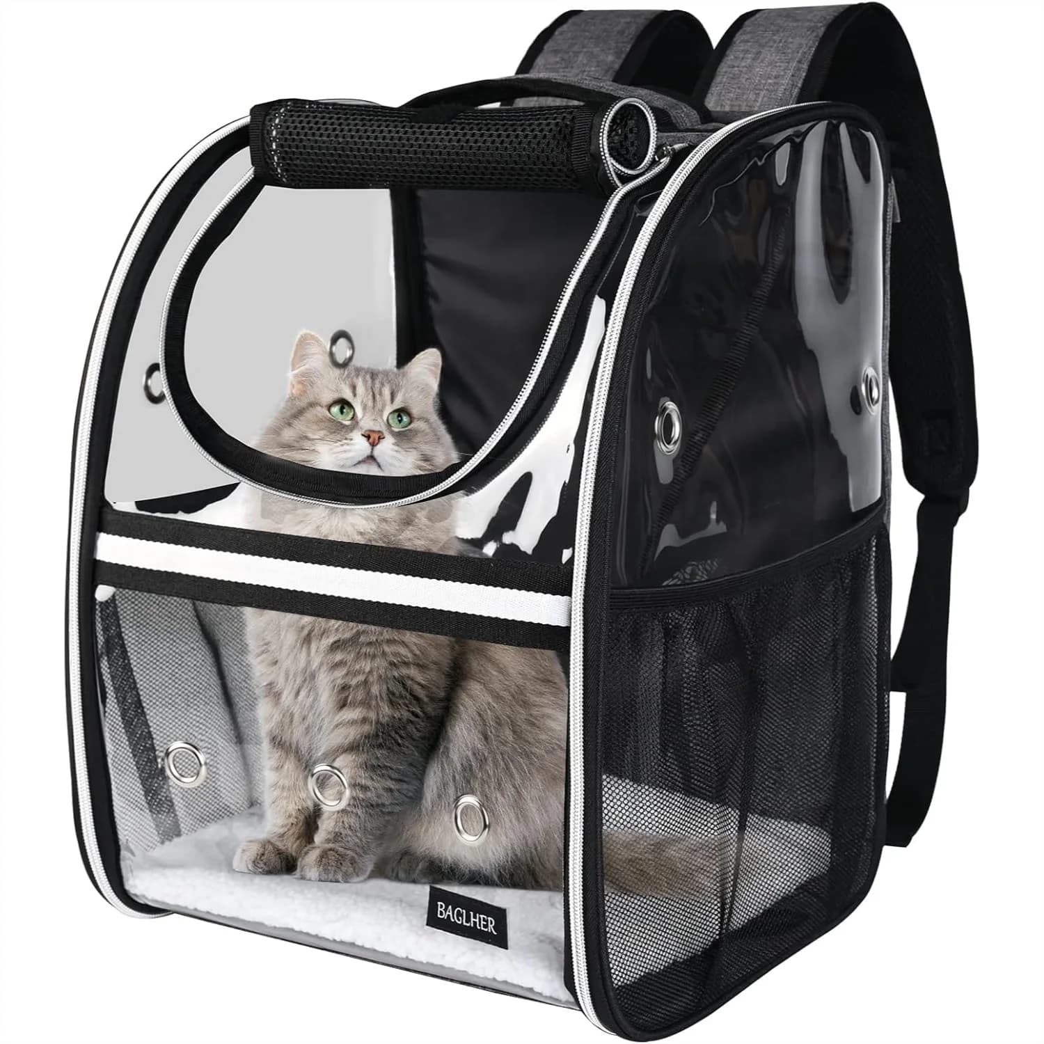 Cat Carrier Backpack with Fleece Pad for Small Pets Travel Hiking Outdoor