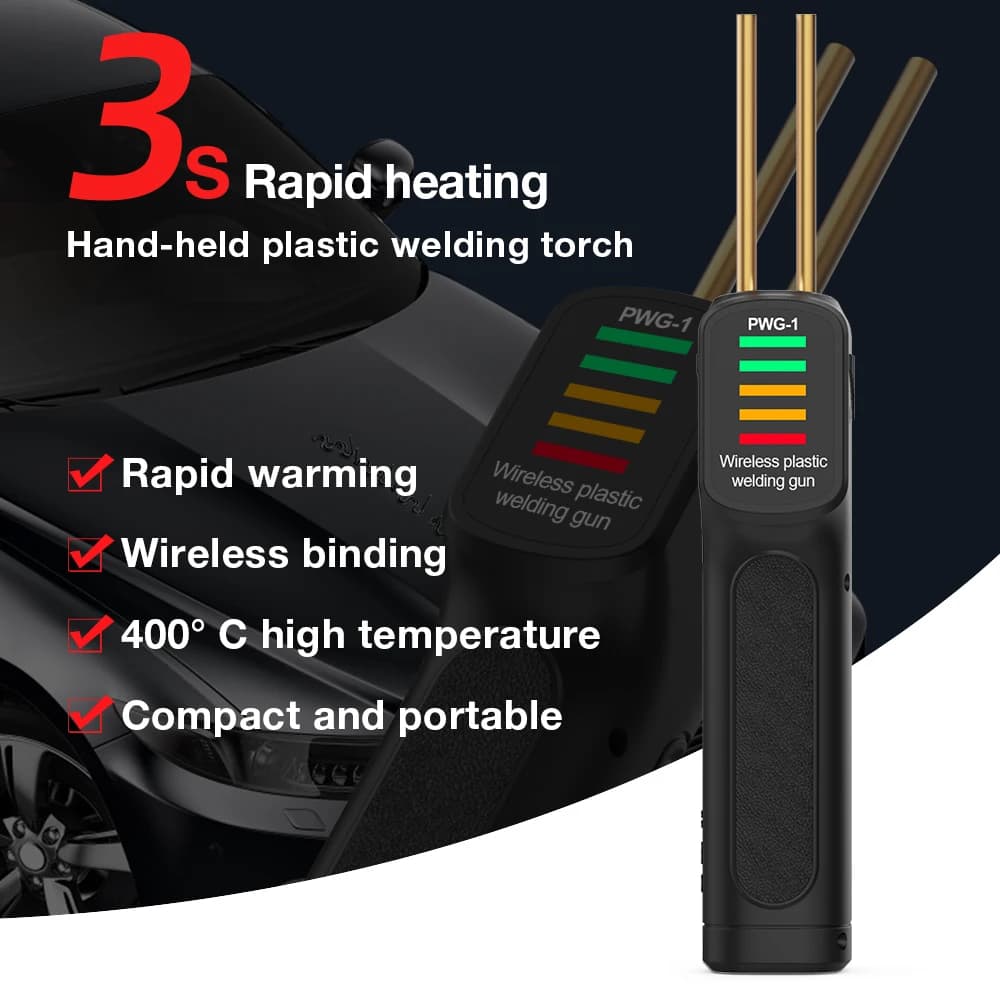 Saldatrice di plastica portatile Pistola per saldatura di plastica ricaricabile senza fili Kit di strumenti di riparazione per saldatore con cucitrice a caldo per paraurti auto