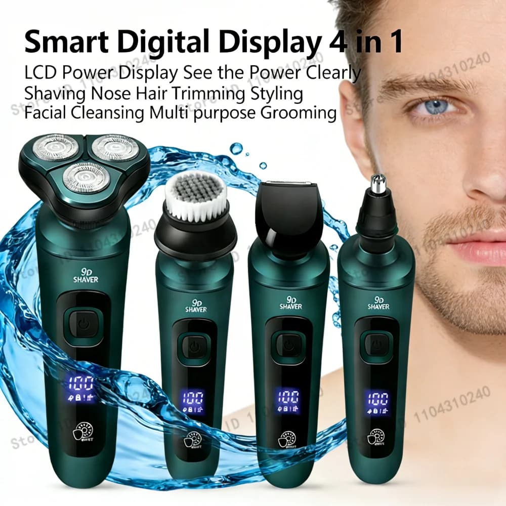 Nuovo Display A LED Elettrico Rasoio 3D Testa Galleggiante USB Ricaricabile Impermeabile Bagnato Asciutto Viso Tagliacapelli Barba Grooming Uomini