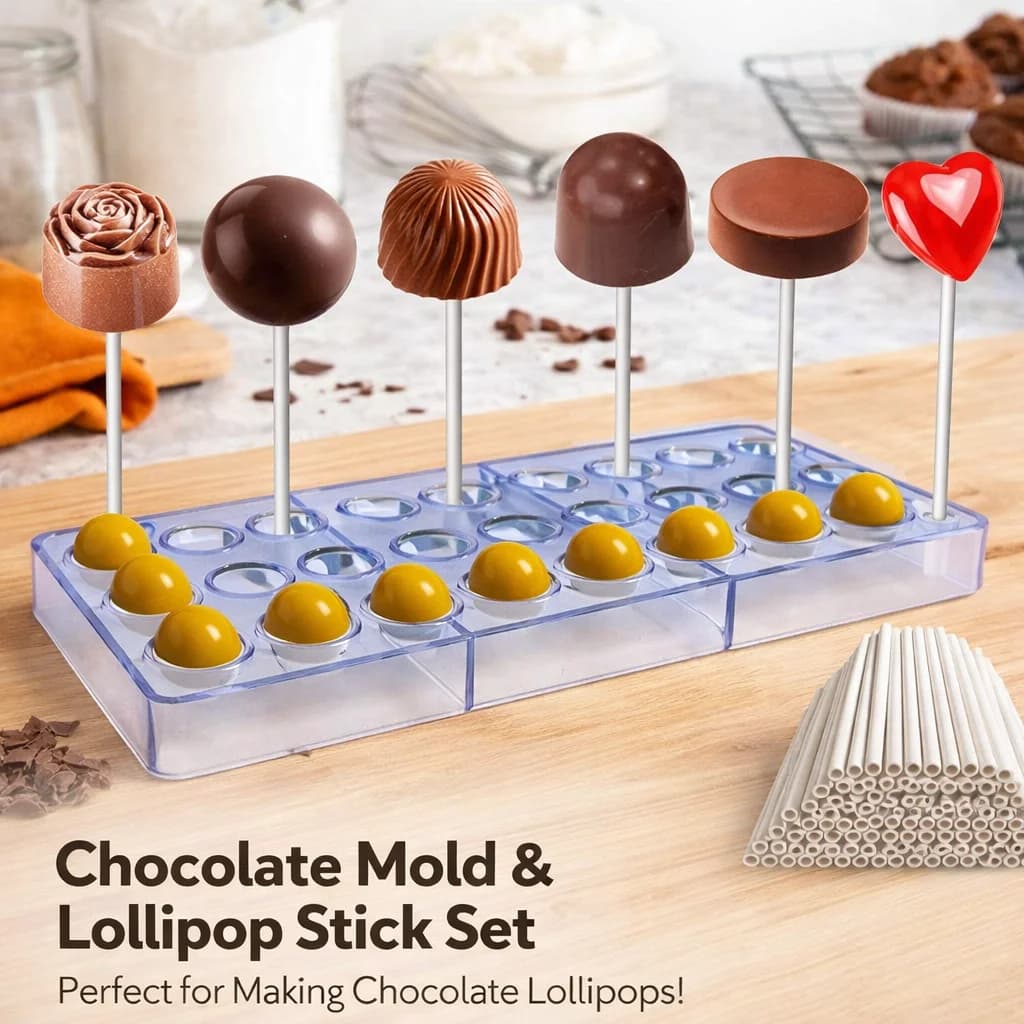 Set of Cartoon-Chocolate Lacquer Prints with 100 Sticks, Fa-da-Te Children's Pastry Tools for Creating Homemade Candy and Desserts