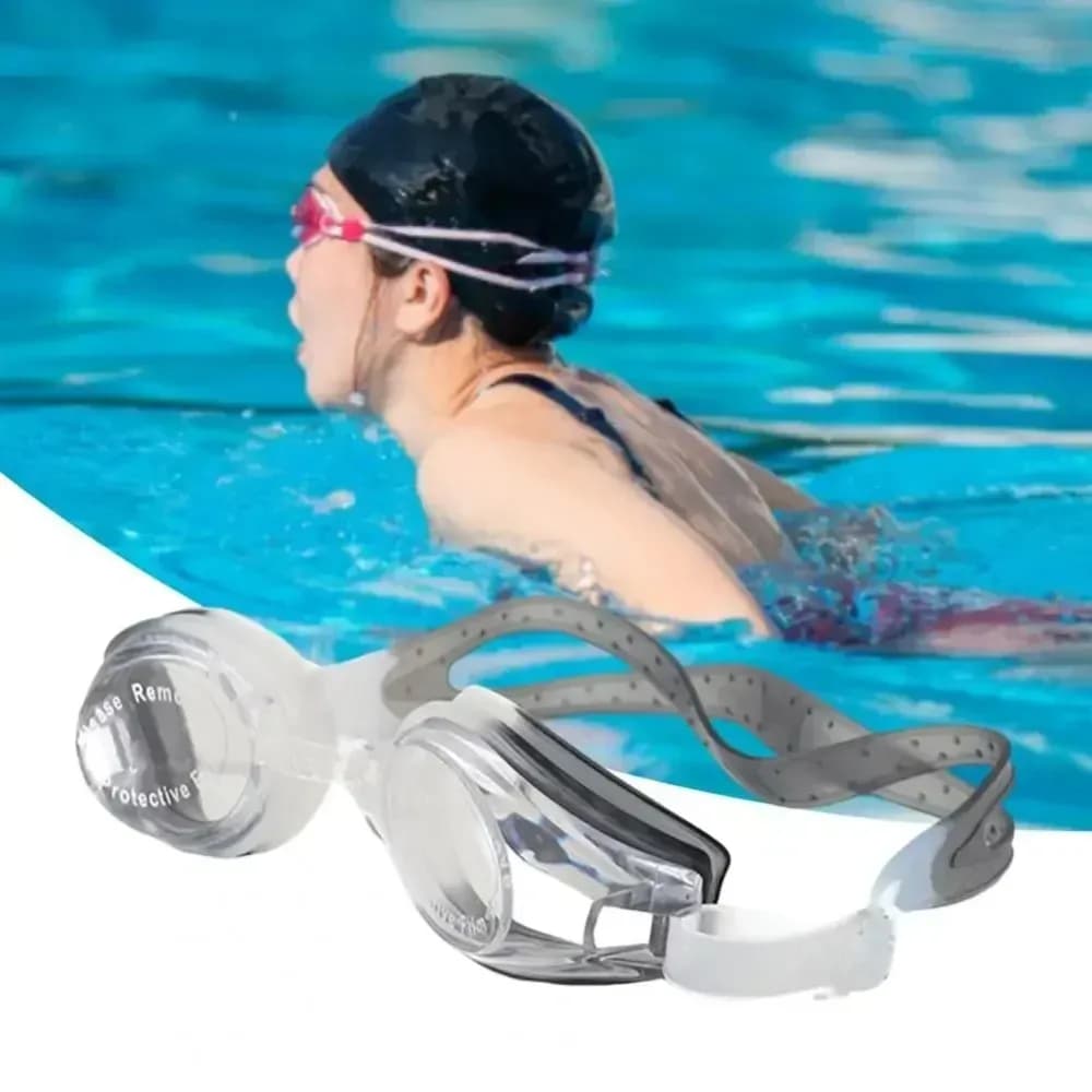 1 pair of anti-fog swim glasses - UV protection and comfortable fit, ergonomic design for swimming pool/immersion/snorkeling (adjustable nasal pad)