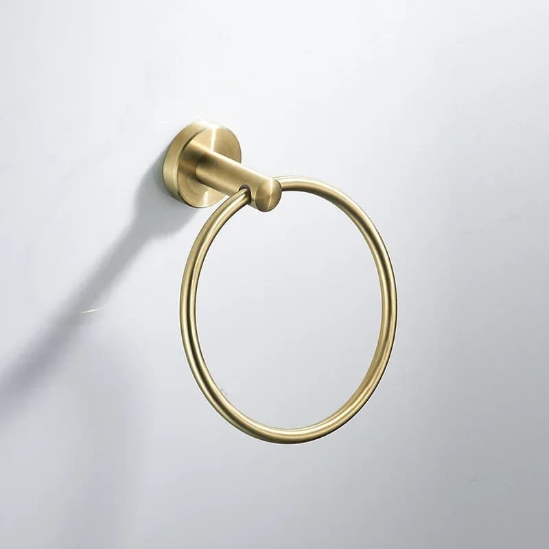 Set di accessori da bagno in oro spazzolato Portasciugamani Porta carta Portasapone Porta scopino Portabicchieri Set di hardware in acciaio inossidabile 304