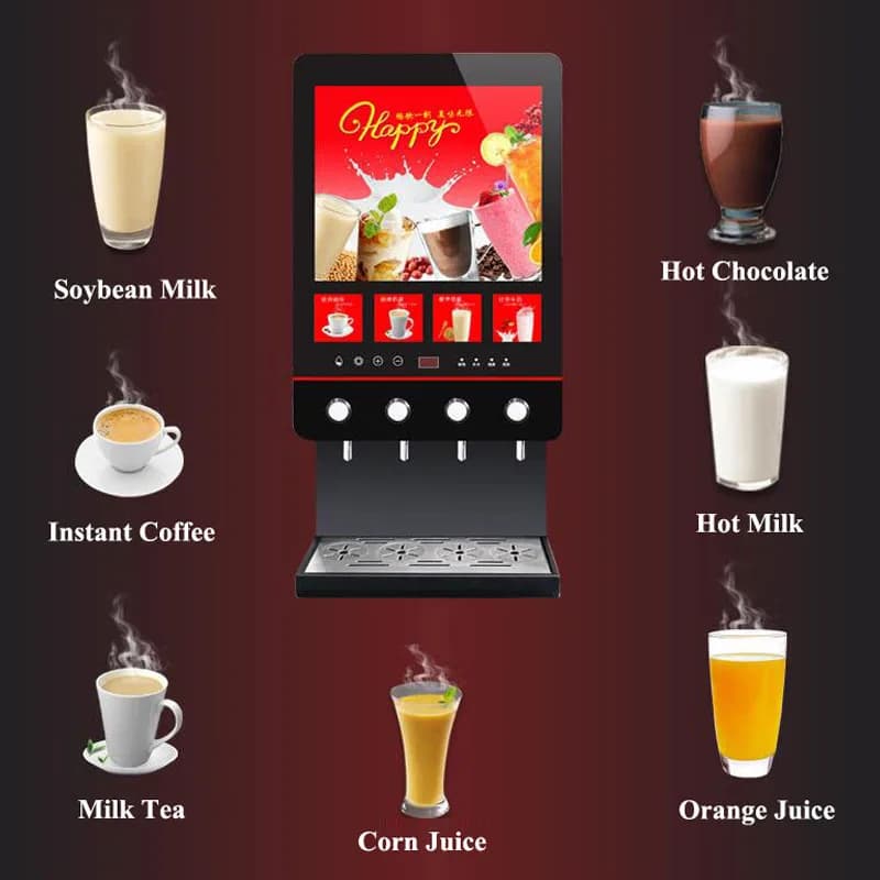 2026 Hot Sale Four Flavors Instant Coffee Maker Commercial Milk Vending Machine Fully Automatic Soy Milk Machine For Coffee
