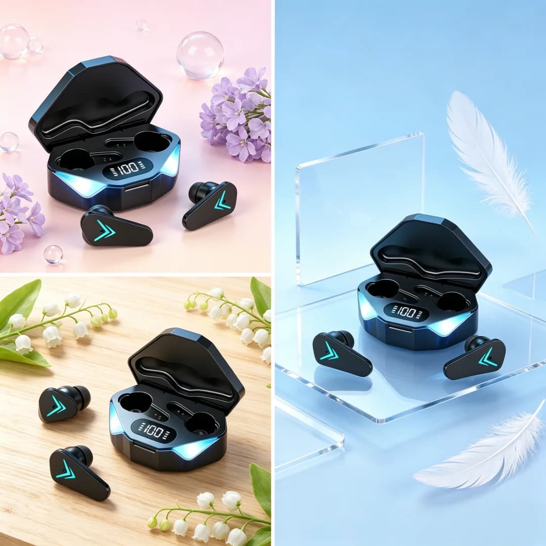 Auricolari da gioco TWS, auricolari Bluetooth wireless con microfono, posizionamento audio dei bassi, musica stereo 9D, cuffie HiFi per telefoni