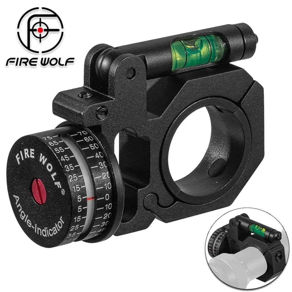 FIRE WOLF High Accuracy Angle- Cosine- Indicator Kit & Bubble Level Fits 1 inch/30mm Tube Rifle Scope Mounts Light Weight Metal