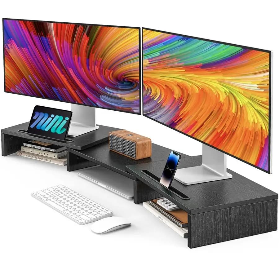 Support for 2 Monitor, Desk Monitor Stand, Adjustable Monitor Support for 2 Slot, Multifunctional