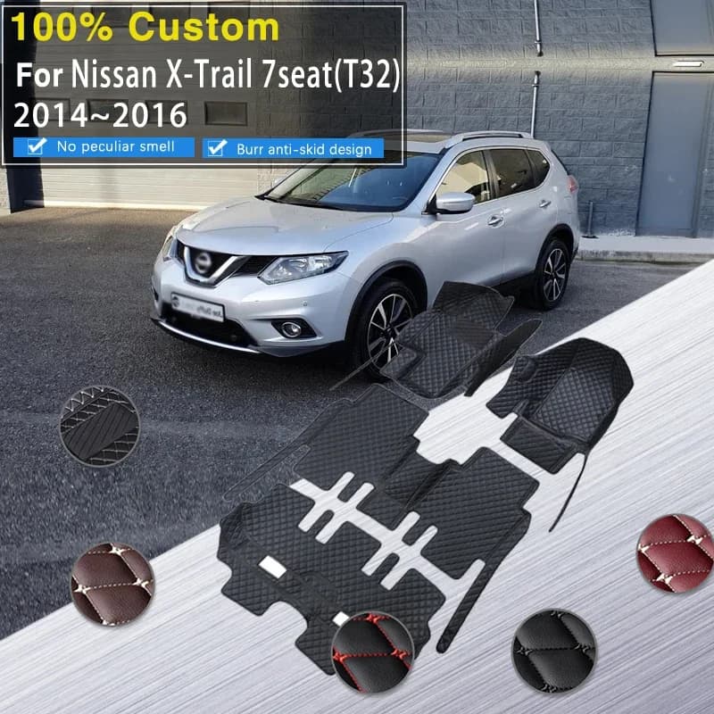 RHD Car Mat for Nissan X-Trail T32 2014 2015 2016 7 places Carpet Tapis De Sol Voiture Car Mats Floor Car Access