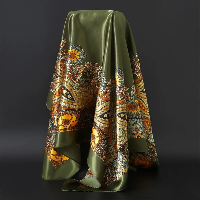 Sciarpa Hijab moda per donna scialli quadrati sciarpe per capelli in raso di seta femminile 90*90cm fazzoletto Bandana testa sciarpe per le signore