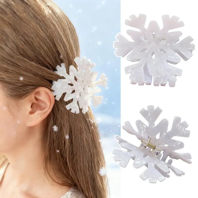1/3 pz NUOVO Fiocco di Neve Di Natale Acrilico Artiglio Dei Capelli Inverno Romantico Fiocco di Neve Artiglio Dei Capelli Pinze Per Le Donne Accessori Per Capelli Delle Ragazze