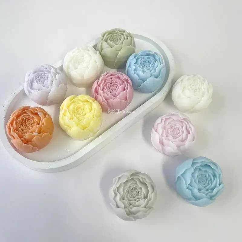 3D Peony Flower Silicone Mold for Candles for Aromatherapy Mold for Rose Cake Decorations Mousse Chocolate Mold Tool for Making Candles DIY