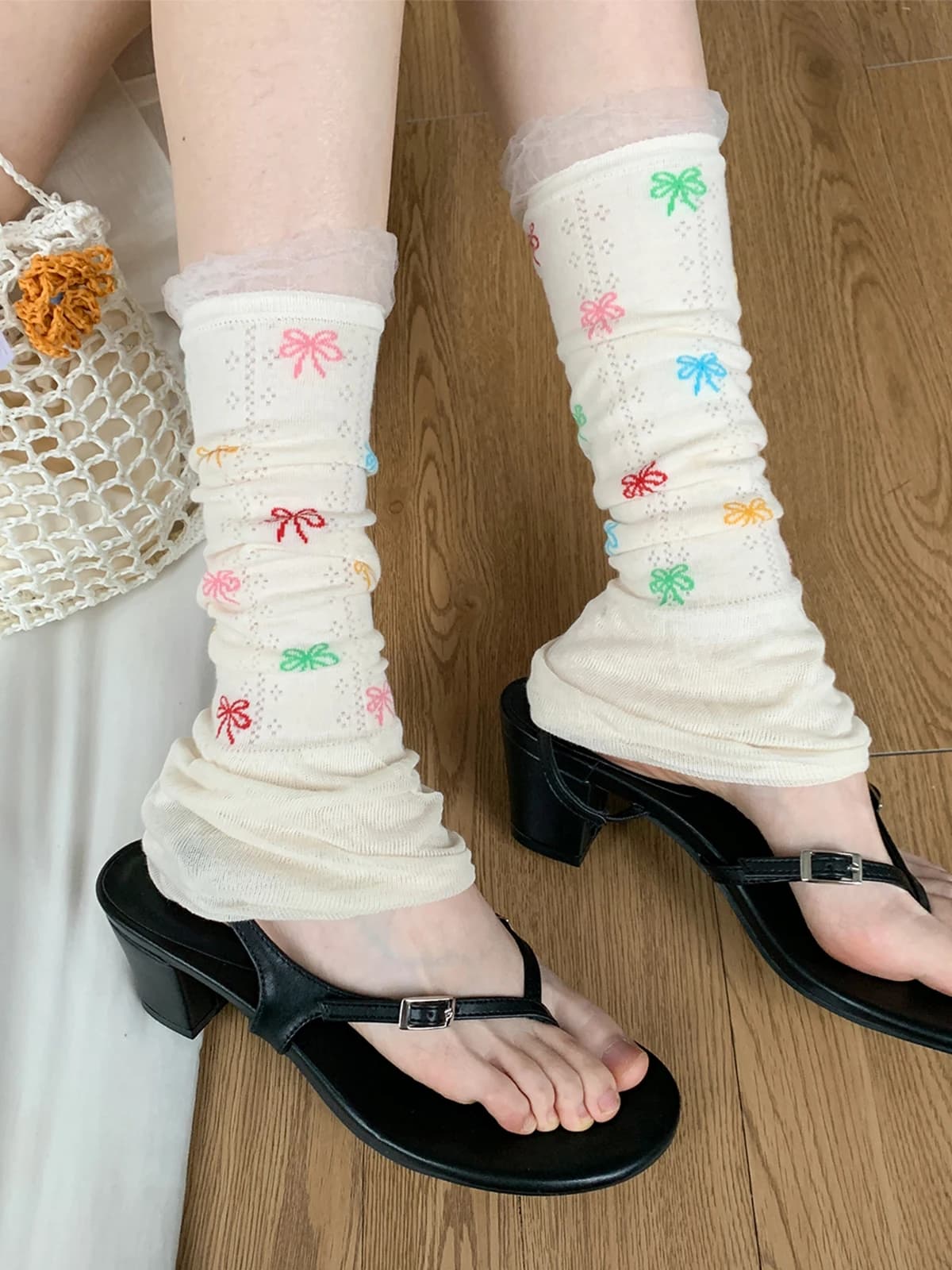 Ballet Style Knot Socks Thin Lace over Knee High Stockings Night Teaching Room Cute Shape Legging Women's Socks