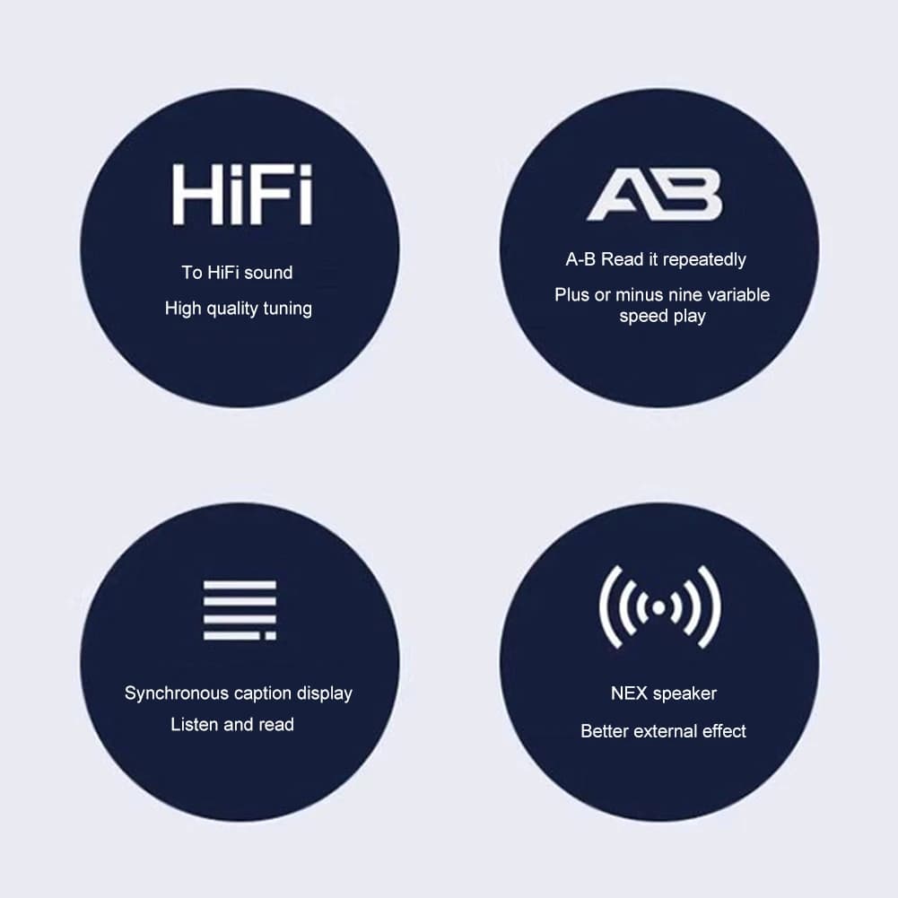 Lettore MP3 MP4 HiFi con Schermo Touch Completo, Compatibile Bluetooth, Portatile con Altoparlante, Radio FM/E-book/Registratore