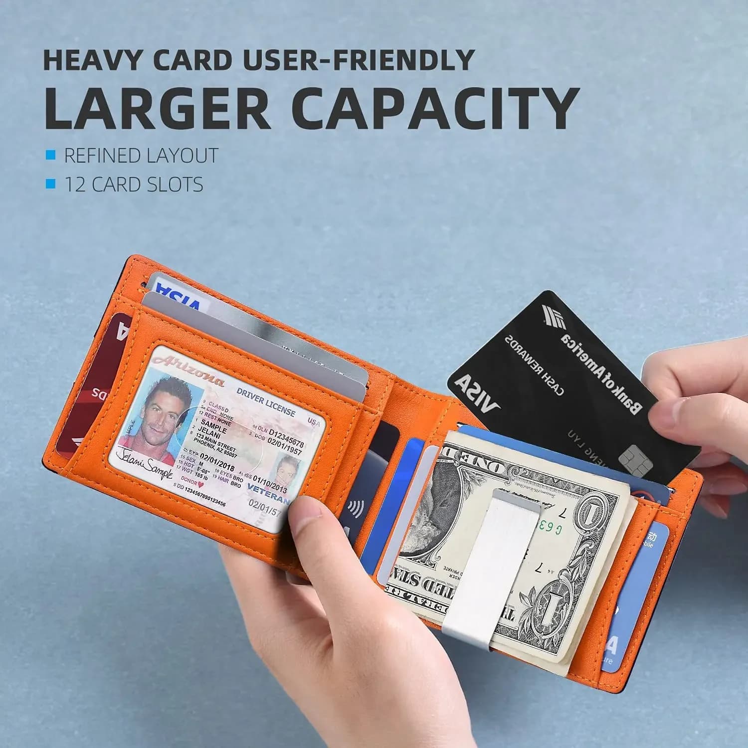 RFID Blocking Men Carbon Fiber Slim Wallet Minimalist Multi Card Slots Leather Purse Portable Front Pocket Father Day Gift
