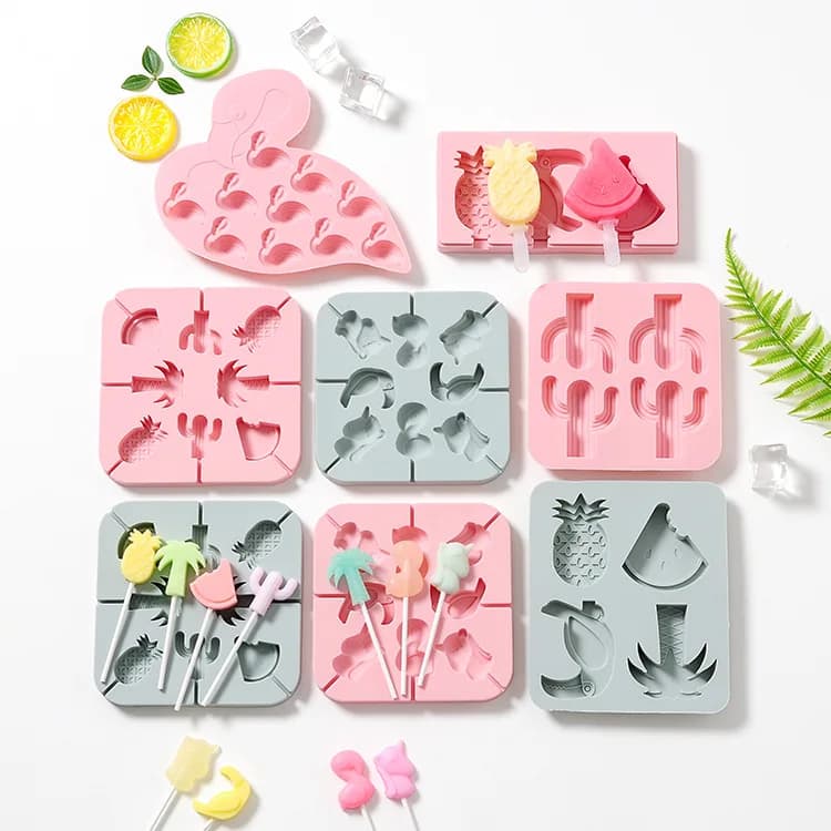 Stampo in silicone per torte a forma di albero di cocco e fenicottero in stile INS, vassoio per cubetti di ghiaccio, stampo per cioccolato, cibo per bambini e lecca-lecca
