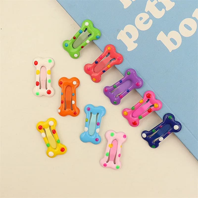 Forcina per cani a forma di osso colorato Pet Puppy Kitten Hair Clip accessori per capelli Kawaii Hair Grooming Pet Hair Supplies