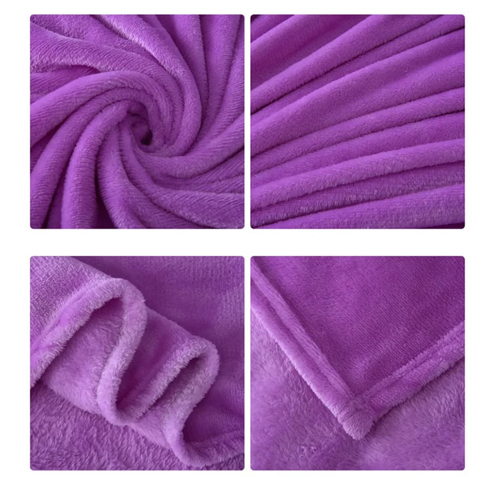 Coperta in pile corallo 65X93 cm viola chiaro morbida flanella calda campeggio invernale viaggio uso domestico coperta accogliente