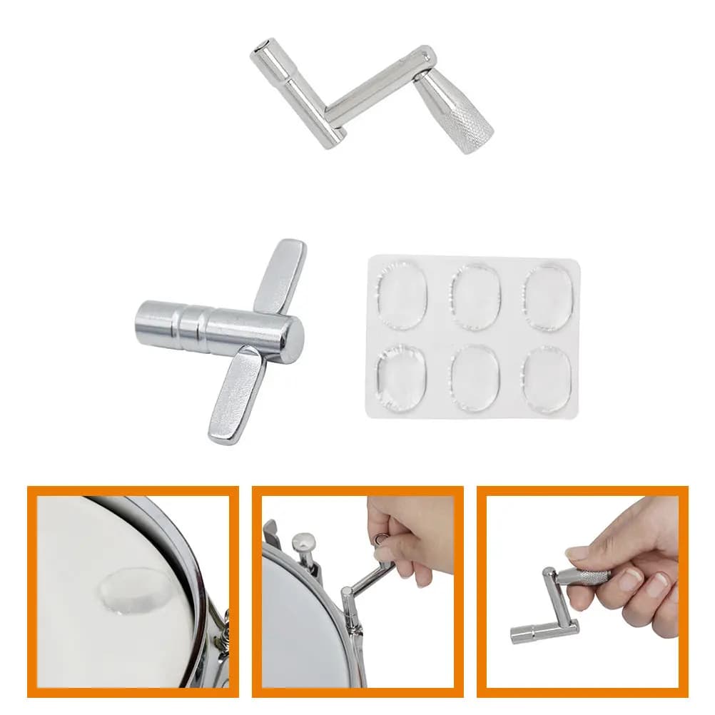 Set di 1 Tamburo Silenzioso in Silicone Morbido con Chiave in Lega di Alluminio per Pratica, Registrazione e Performance dal Vivo