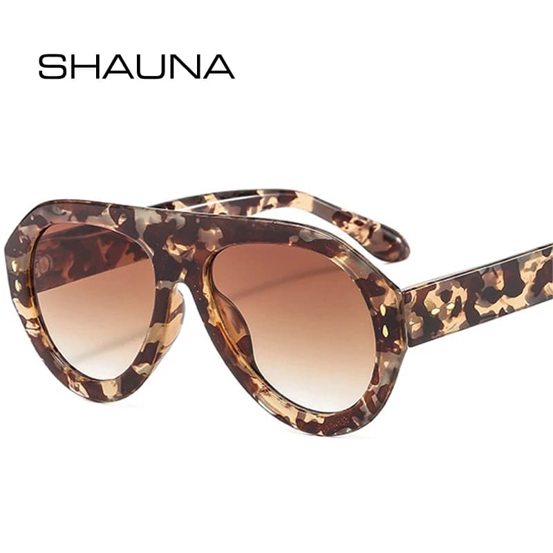 SHAUNA Retro Oversized Pilot Sunglasses Fashion Rivets Decoration Women Trending Gradient Shades UV400 Men Leopard Sun Glasses