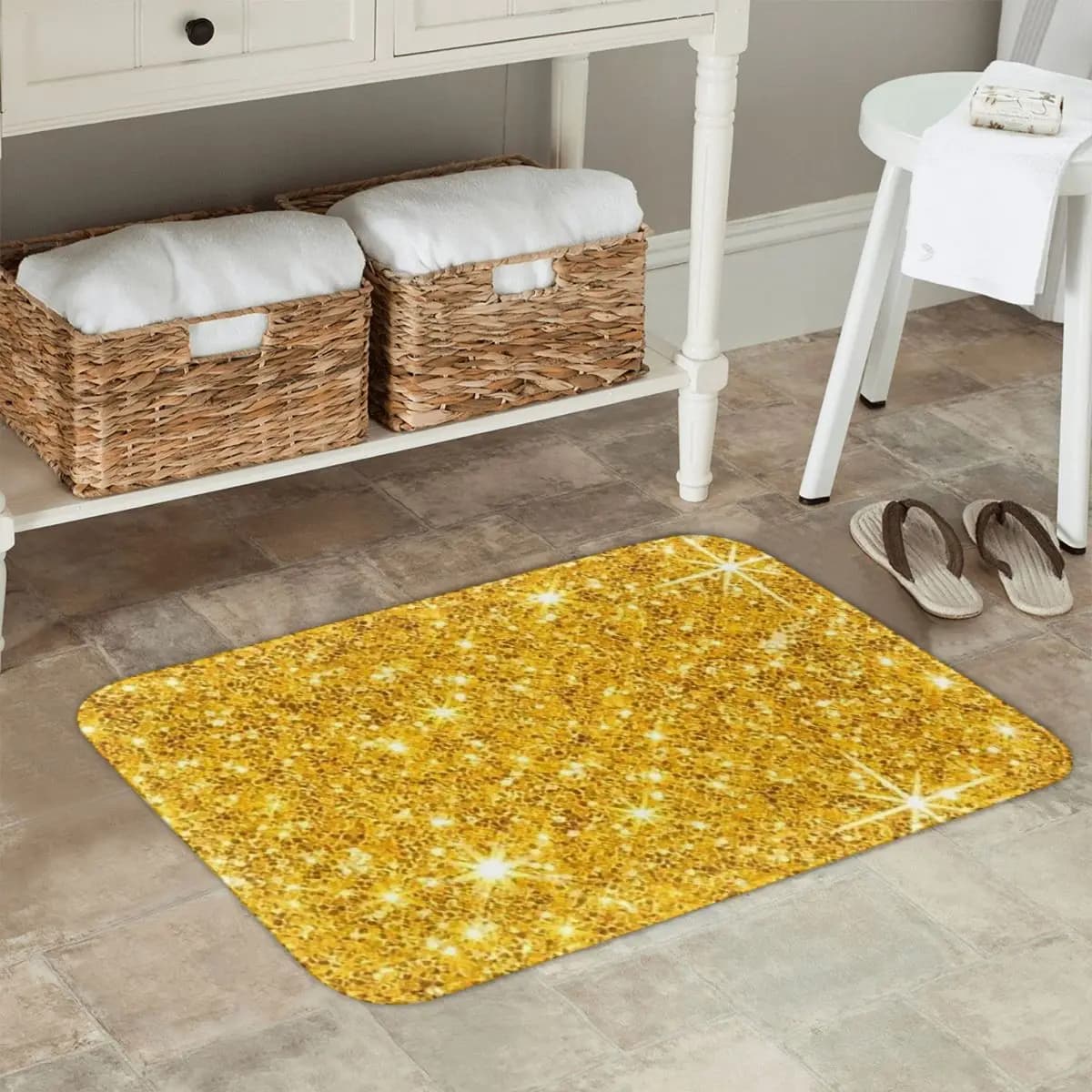 Zerbino antiskid color gold glittering Mat absorbent Mat Kitchen inlet Mats for home balcony
