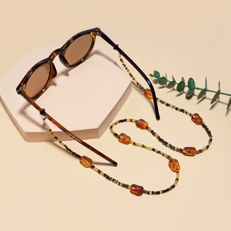 Men's Handmade Beads Fashionable Hand-Pulled Waist Hanger Sunglasses Chain with Drawstring Goggle Decoration