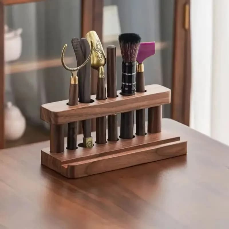 Tea Ceremony Six Gentlemen Set, Kung Fu Tea Set Accessories, Home Solid Wood Storage Rack, Tea Set Ornaments