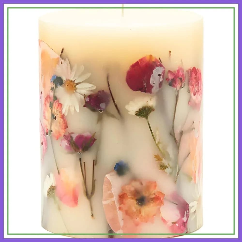 Candela Botanica alla Rosa di Albicocca | Regalo per la Casa con Aromaterapia a Lunga Durata | Note di mandorla, albicocca, rosa, viola | Durata di combustione di 200 ore