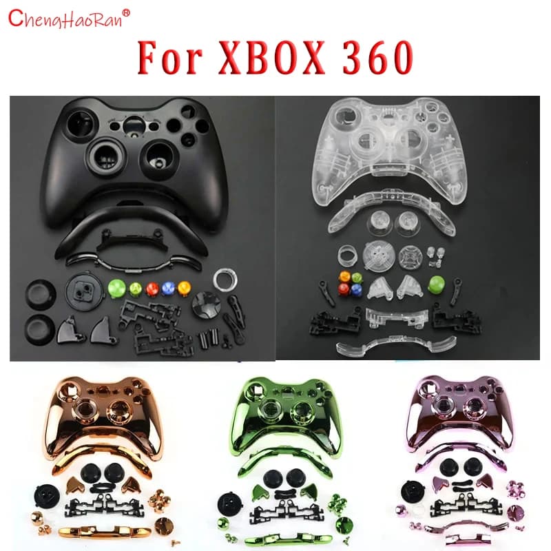 1Set Per XBOX 360 Controller Wireless Custodia Completa Gamepad Custodia Shell Cover con Bottoni Kit Analogico Stick Paraurti Accessori