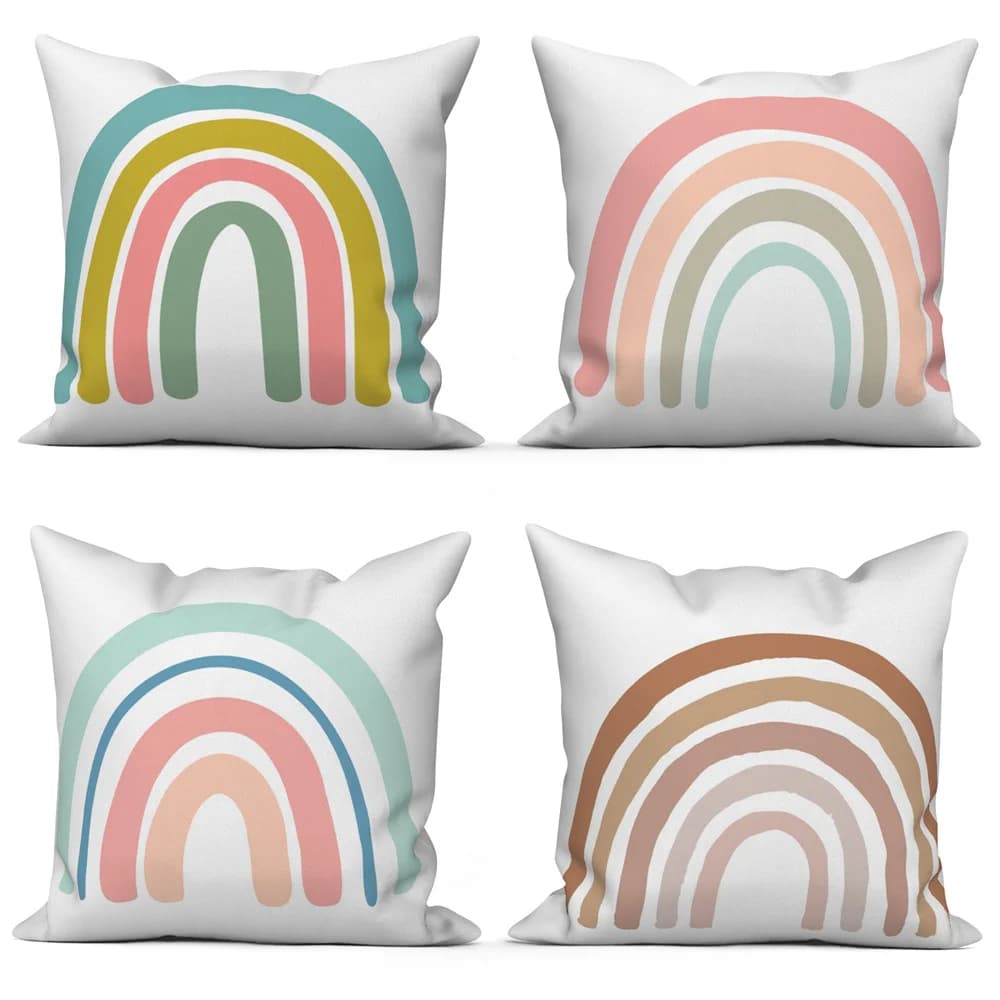 Cushion pillow decorative print rainbow geometric cartoon