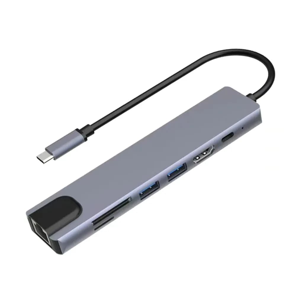 Adattatore Hub USB C, docking station per laptop 7 in 1 con HDMI 4K, Ethernet RJ45, lettore di schede SD/TF, USB 3.0/2.0, per MacBook Pro/Air, ecc.