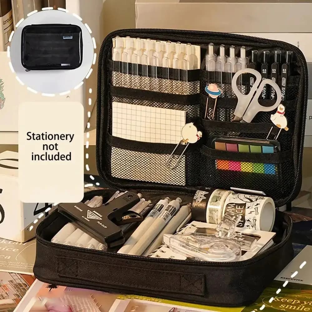New Large-Capacity Pencil Case Multi-Functional Multi-Layered Storage Bag Zipper Transparent Stationery Bag Student