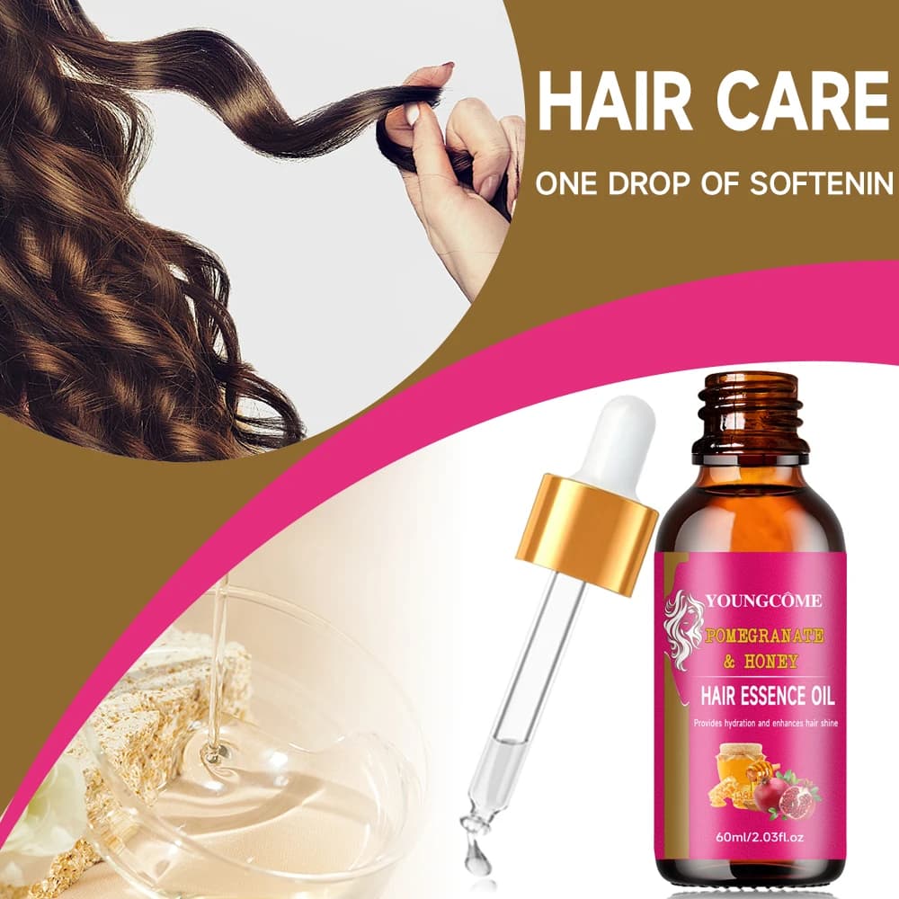 Melograno Miele Olio per il trattamento dei capelli Cura dei capelli Olio essenziale Idratante Levigante Riparazione delle radici dei capelli Olio per capelli per le donne Nuovo