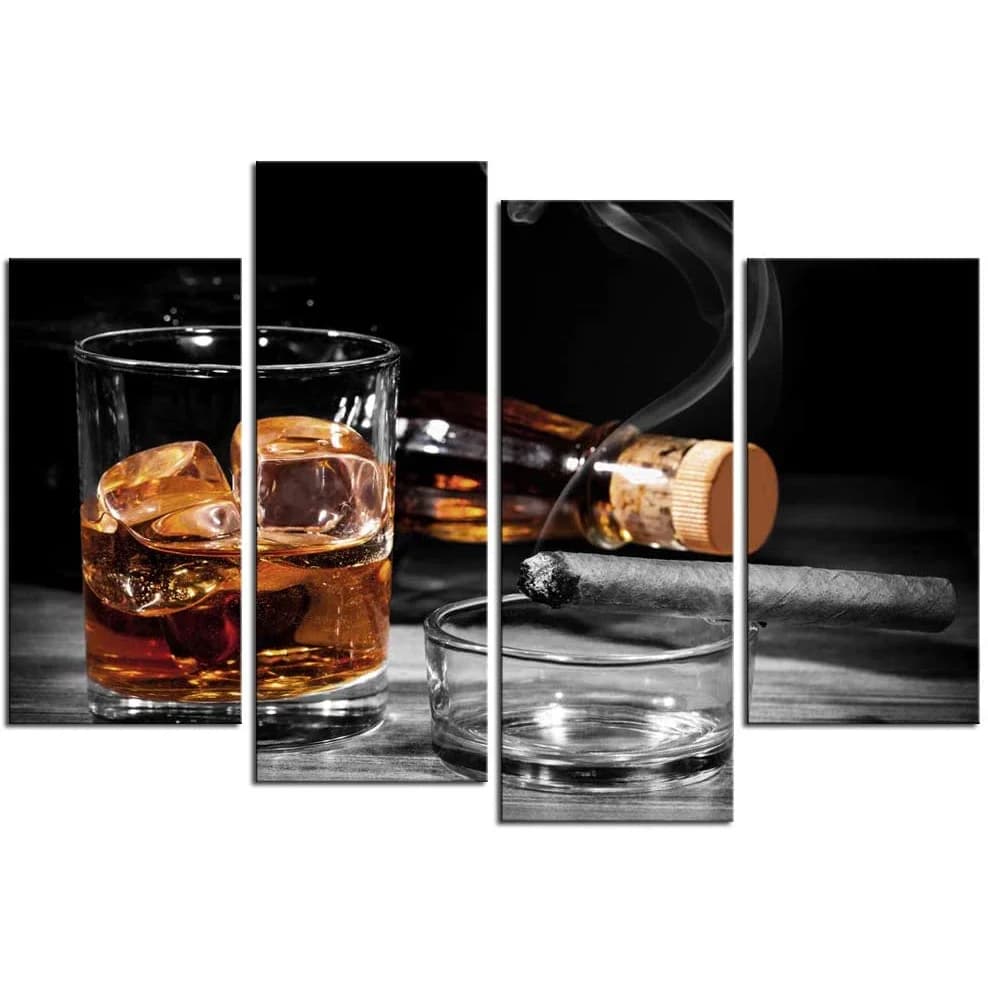 Senza cornice 4 pezzi marrone whisky tazze di sigari Cuadros Wall Art Canvas Poster immagini dipinti decorazioni per la casa decorazioni accessori