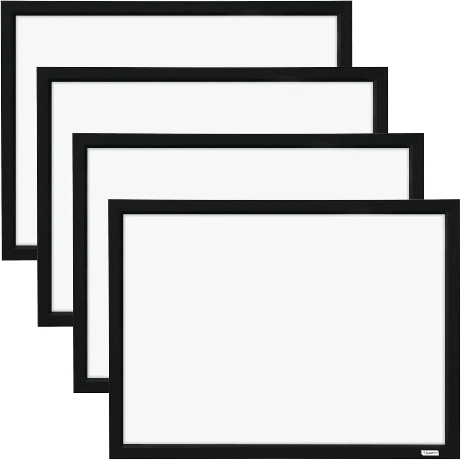 Set di 4 Lavagnette Magnetiche Cancellabili a Secco, 17x23 Pollici con Cornice Nera, Include Pennarelli e Magneti