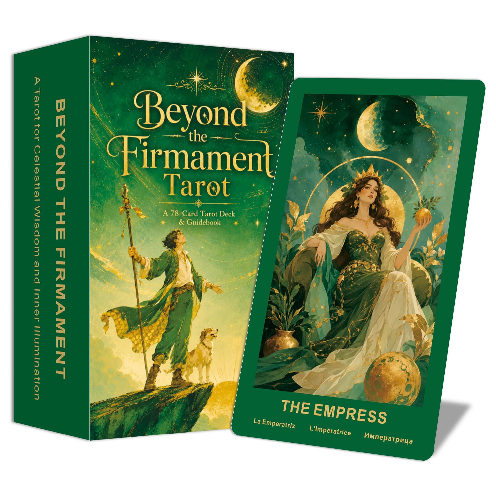 Beyond The Firmament Tarot Deck, 78 Cards with Guidebook EN/RU/ES/FR, Celestial Night Sky, Beginner Friendly, Original Art