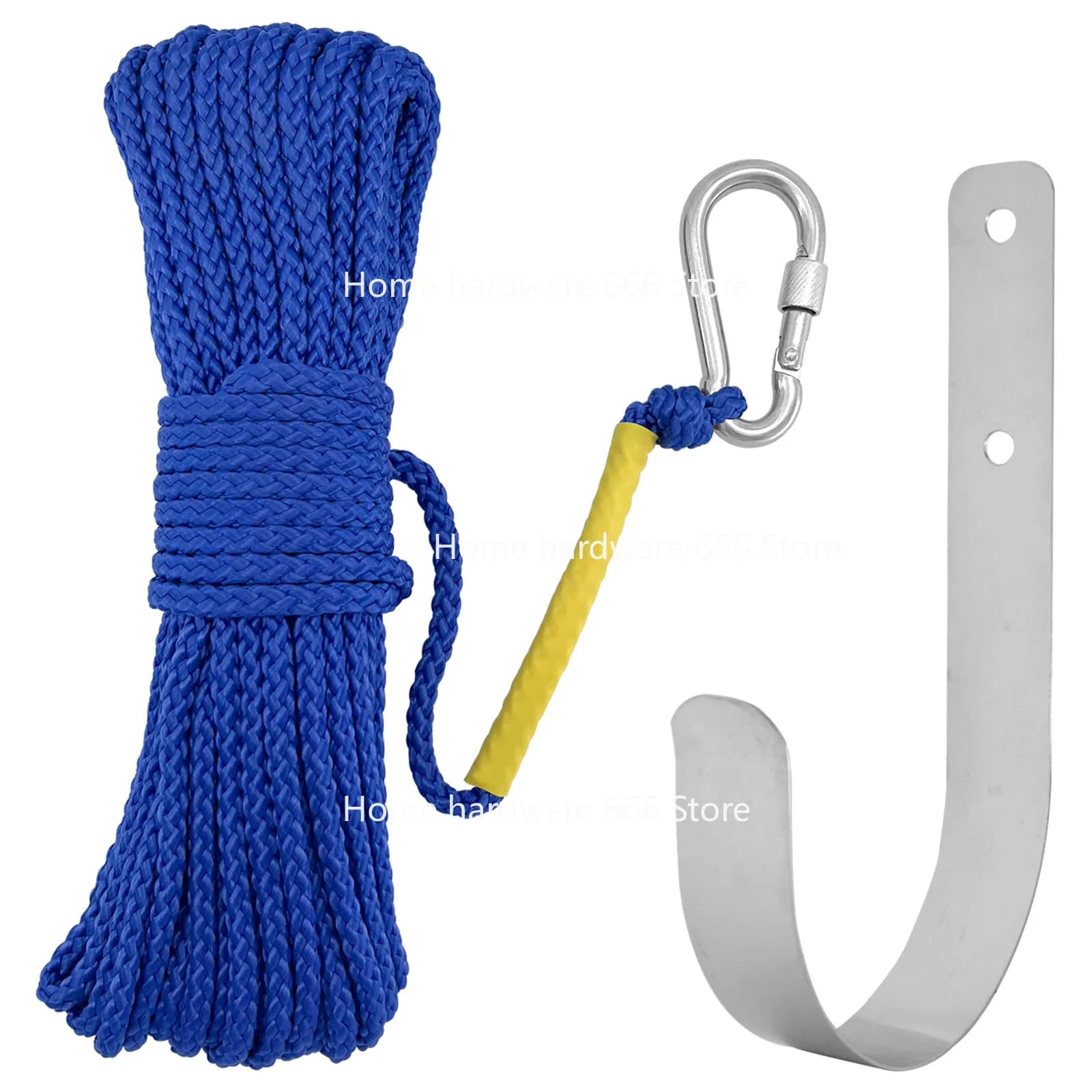 Nylon Rope + Spring Hook + Pontoon Hook/lifebuoy Bracket Set, Outdoor Rope Marine Anchor Rope Lifebuoy