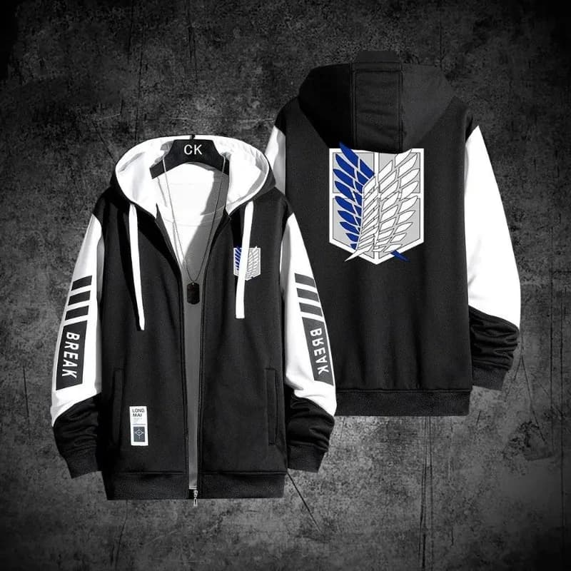 ABC123Anime Attack on Titan Scout Regiment Thin style Hoodie Zipper Sports Coat Men Women Printed Long Sleeve Role Plb;6'j,k.9;a