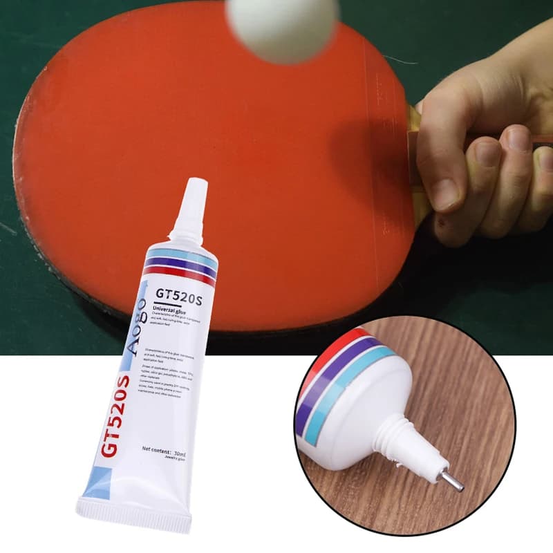 【W】 Colla da 30 ml per riparazione racchette da ping pong, adesivo per la riparazione della gomma spugnosa della racchetta, previene l'invecchiamento