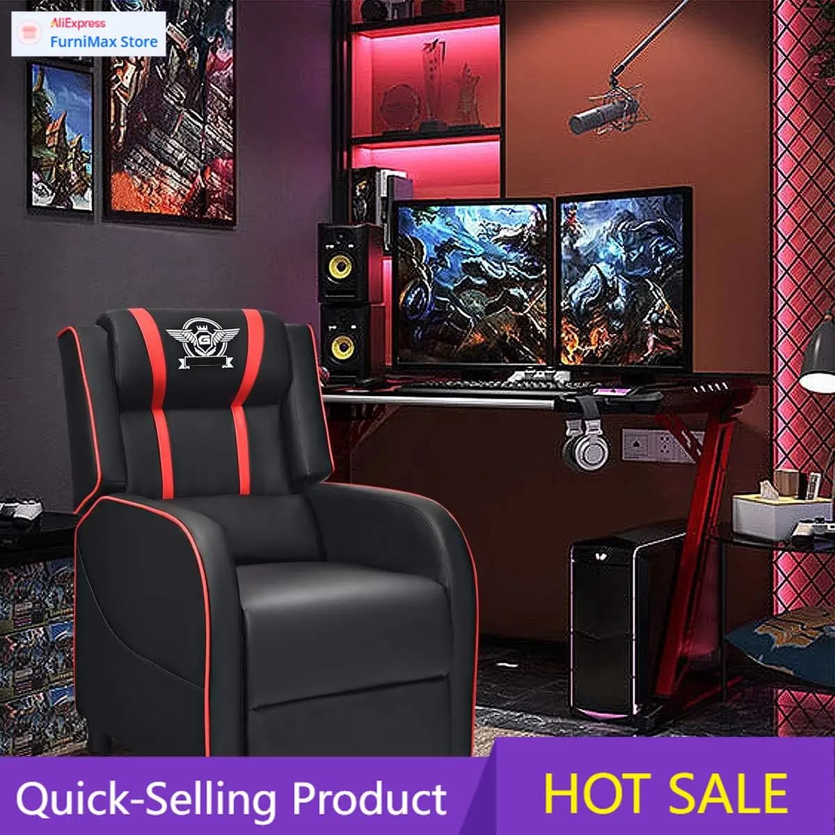 Promozione a tempo limitato, prezzo scontato a tempo limitato, sedia da gaming reclinabile, sedie da gaming regolabili con massaggio per adulti, ergonomiche