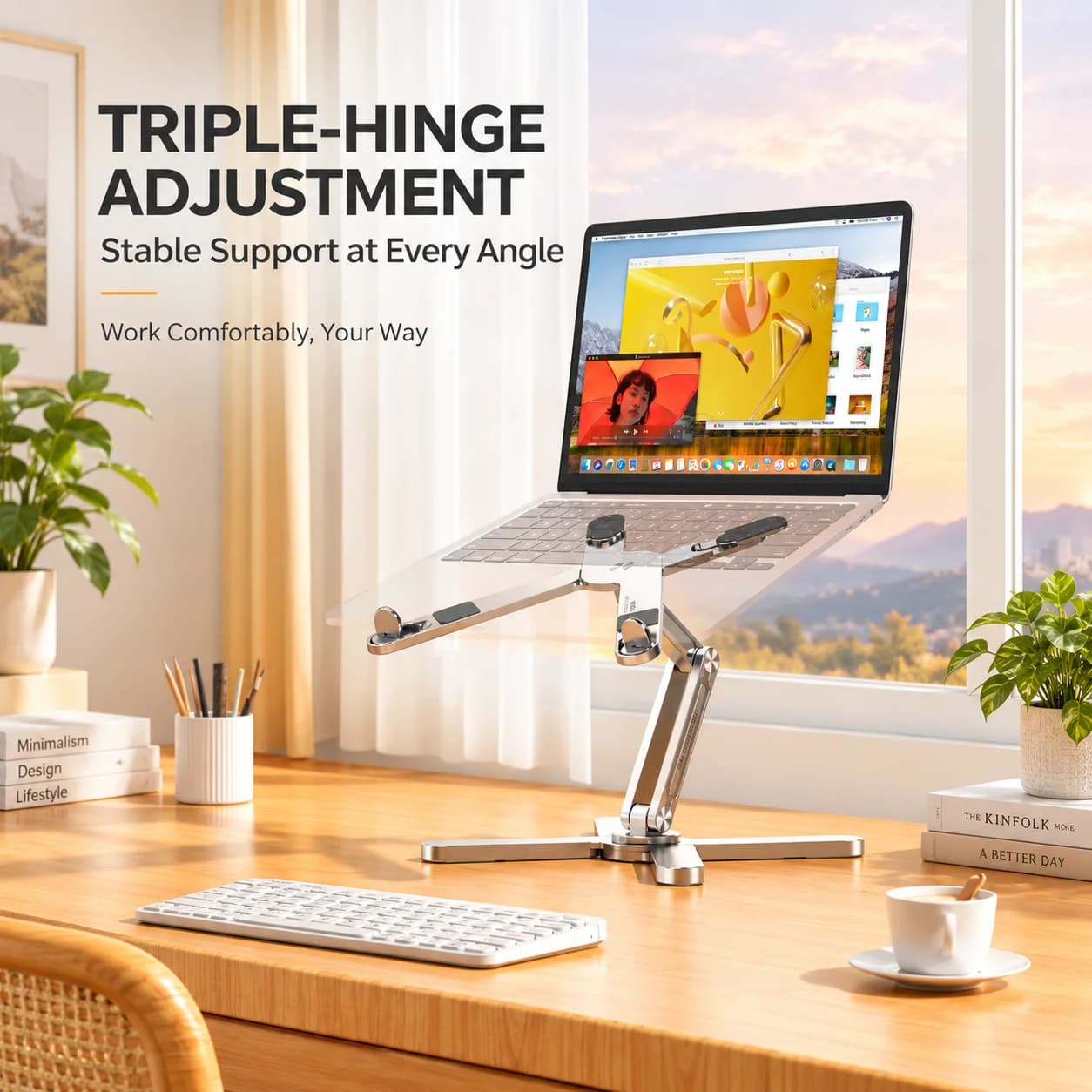 Laptop stand, 360° rotation and height adjustment, aluminum alloy computer stand, desktop laptop stand, strong load capacity