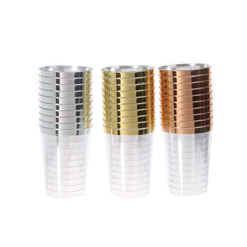 10 pz 300ml bevanda usa e getta boccale di birra bordo dorato tazza di plastica dura tazza di acqua di plastica dura bicchiere di vino festa di nozze trasparente