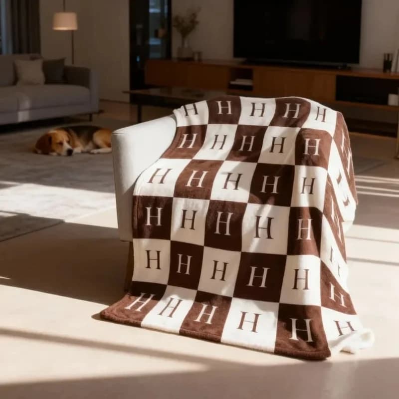 Coperta in pile con motivo a griglia, coperta in peluche, coperta calda e accogliente per divano, letto, regalo per la casa, picnic, viaggi.