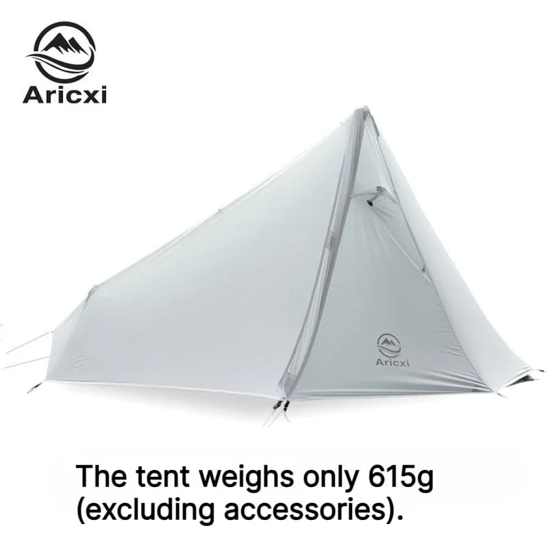 Ultralight Tent 15D Silnylon Double Layer Waterproof Rodless Tent Use Trekking Poles Outdoor Mountaineering Wild Camping Shelter