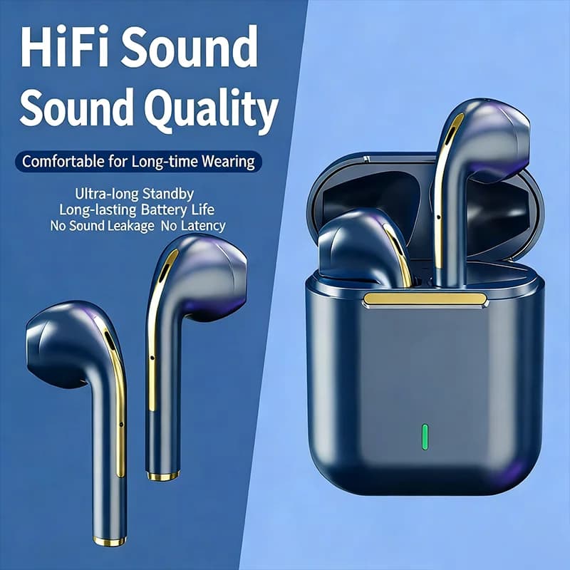 Auricolari Wireless J18, Cuffie Bluetooth con Riduzione del Rumore, Cuffie da Gaming con Microfono, Auricolari TWS, Auricolari Senza Fili, Nuovi