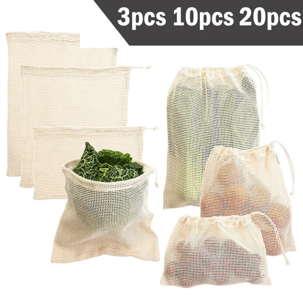 3 6 10pcs Riutilizzabili Produrre Borse Set Sacchetto di Eco Maglia di Cotone Sacchetti di Verdure per Frutta Verdura Borse Contenitore Riutilizzabile Shopping borsa