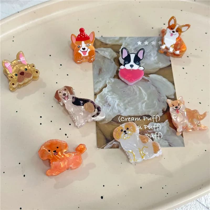 2 Pz/lotto Del Fumetto Divertente Animale Piccolo Grab Clip Imitazione Corgi Bulldog Francese Shiba Inu Cani Frangia Artiglio Carino Accessori Per Capelli Delle Donne