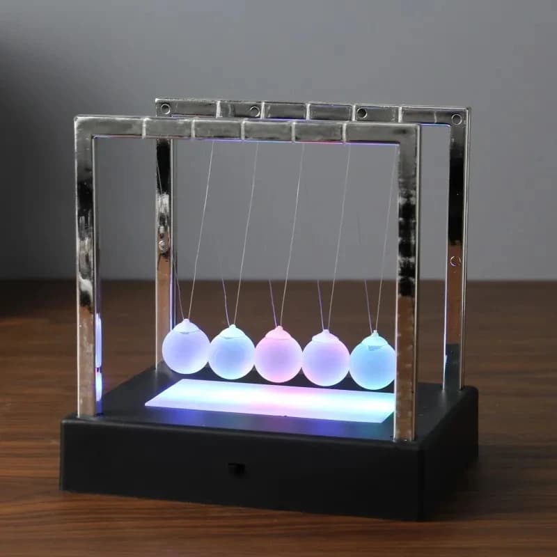 Culla Light Balance Pendolo di Newton - Giocattolo altalena scientifica a LED in metallo per la fisica della scrivania, decorazione per altalena esecutiva a movimento perpetuo