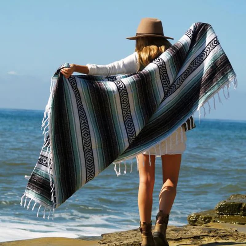 Covered with Mexican oversize 55*70in cotton braided with fringes Picnic summer cushion for Yoga covered by travel for swimming